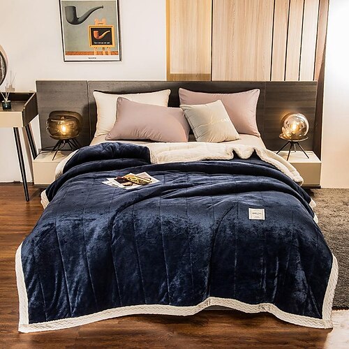 Super Warm Blanket 200x230cm Luxury Thick Blankets For Beds Fleece Blankets  And Throws Winter Adult Bed Cover Ns2-size,color150x200cmdark Blueyiyi