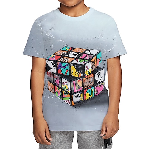 

Kids Boys T shirt Graphic Outdoor 3D Print Short Sleeve Crewneck Cool 4-12 Years Winter Gray