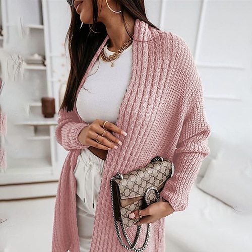 

pull cardigan femme pull crochet tricot couleur unie col v élégant décontracté quotidien date automne hiver gris clair xl