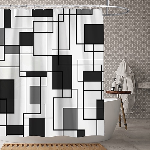 

Waterproof Fabric Shower Curtain Bathroom Decoration and Modern and Geometric and Classic Theme.The Design is Beautiful and DurableWhich makes Your Home More Beautiful.