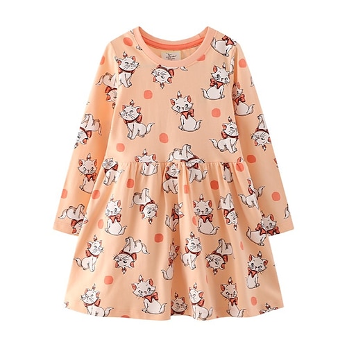 

Kids Little Girls' Dress Cartoon A Line Dress School Daily Yellow Beautiful Cute Dresses Fall Winter 2-6 Years