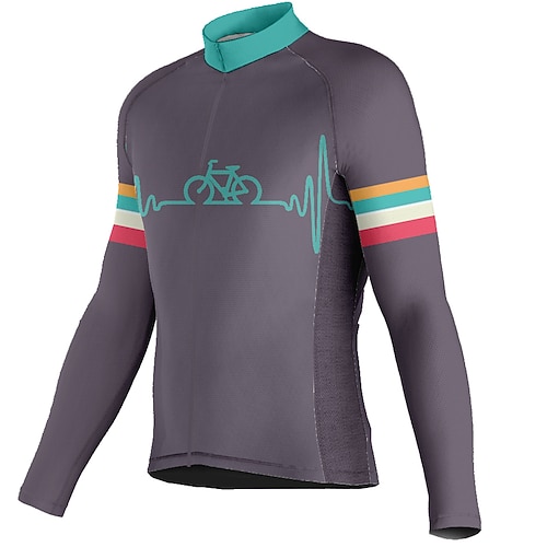 

21Grams Men's Cycling Jersey Long Sleeve Bike Top with 3 Rear Pockets Mountain Bike MTB Road Bike Cycling Breathable Quick Dry Moisture Wicking Reflective Strips Grey Graphic Polyester Spandex Sports