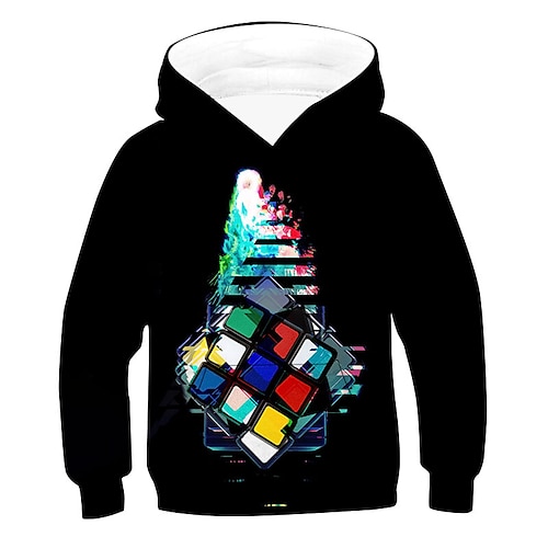 

Kids Boys Hoodie Graphic Outdoor 3D Print Long Sleeve Pocket Fashion 3-12 Years Winter Black