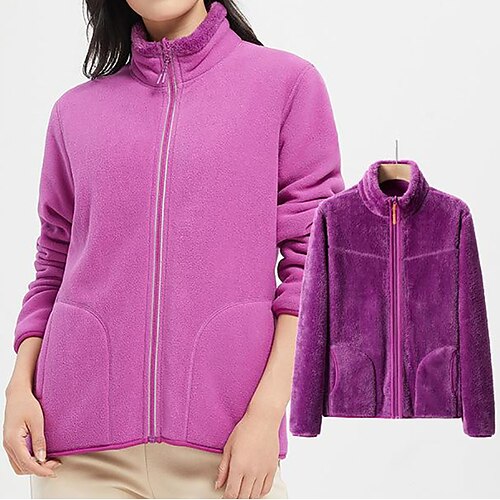 

Women's Hiking Windbreaker Hiking Fleece Jacket Fleece Winter Outdoor Thermal Warm Fleece Lining Windproof Breathable Outerwear Trench Coat Top Hunting Ski / Snowboard Fishing Light Pink Bean Green