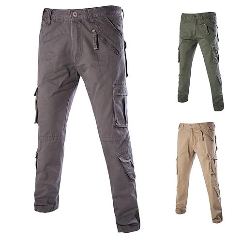 

Men's Cargo Pants Trousers Zipper Pocket Multi Pocket Solid Color Full Length Sports Outdoor Daily Wear Cotton Blend Casual Light Khaki Dark Army Green Micro-elastic