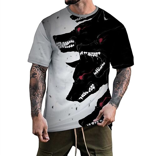 

Men's Unisex T shirt Tee Wolf Graphic Prints Crew Neck Black 3D Print Outdoor Street Short Sleeve Print Clothing Apparel Sports Designer Casual Big and Tall / Summer / Summer