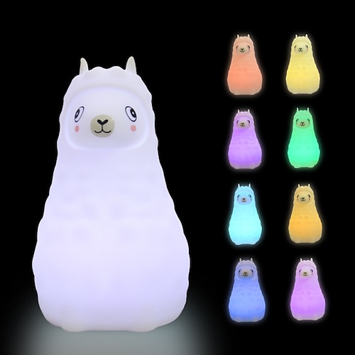 

Cute Night Light Color Changing Silicone Night Lamp for Kids LED Alpaca Indoor Atmosphere Light Novelty Alpaca Touch Sensor Remote Control 9 Colors Dimmable Timer Rechargeable Timer Silicone Lamp Kids Baby Gift