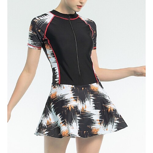 

Women's Swimwear Rash Guard Diving Plus Size Swimsuit Slim Solid Color Black Royal Blue Bodysuit High Neck Bathing Suits New Vacation Fashion / Sexy