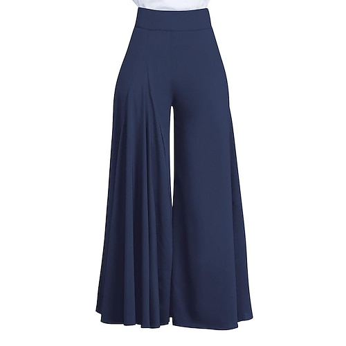 

Women's Culottes Wide Leg Pants Trousers Side Pockets Wide Leg Plain Comfort Full Length Casual Weekend Fashion Loose Fit 1856 Sapphire Blue T3-1 1856 Black T2-2 Mid Waist Micro-elastic