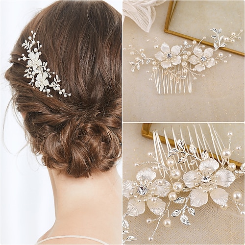 

1PC Women's Girls' Hair Combs Hairpin Comb For Wedding Flower Wedding Hair Comb Bridal Hair Pieces Flower Leaf Hair Accessories for Women