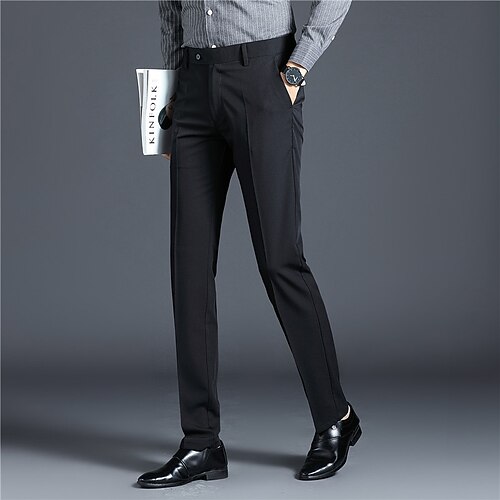 

Men's Dress Pants Chinos Trousers Pocket Solid Colored Comfort Soft Office Business Daily Chic & Modern Formal Black Gray Micro-elastic / Spring