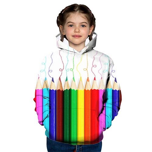 

Kids Girls' Hoodie Graphic Outdoor 3D Print Long Sleeve Pocket Cute 3-12 Years Winter Multicolor