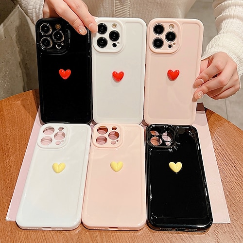 

Phone Case For Apple Back Cover iPhone 14 Pro Max iPhone 13 Bumper Frame Soft Edges Non-Yellowing Heart Solid Colored TPU