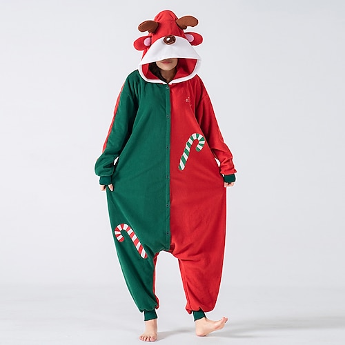 

Adults' Kigurumi Pajamas Nightwear Cartoon Santa Suit Character Onesie Pajamas Flannel Cosplay For Men and Women Carnival Animal Sleepwear Cartoon Festival / Holiday Costumes