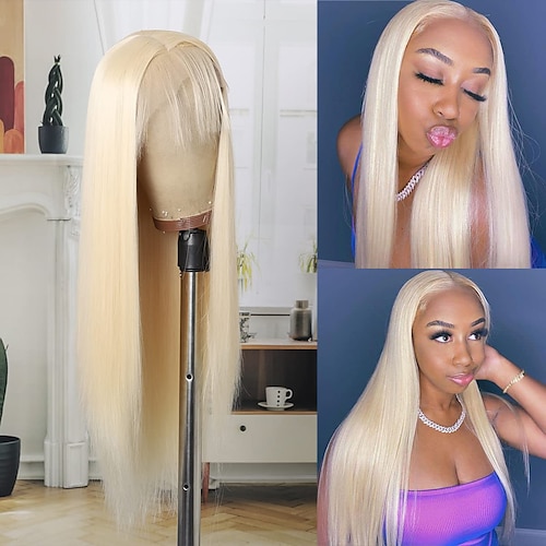 

Blonde Lace Front Wig Synthetic Hair Long Straight Wigs with Baby Hair Heat Resistant Fiber Hair Synthetic Lace Front Wigs for Women