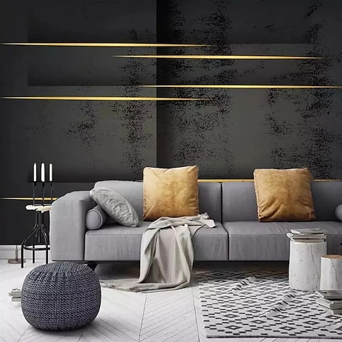

3D Black Mural Wallpaper Geometric Abstraction Wall Sticker Covering Print Peel and Stick Removable PVC / Vinyl Material Self Adhesive / Adhesive Required Wall Decor Wall Mural for Living Room Bedroom