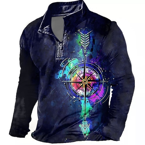 

Men's Unisex Zip Up Sweatshirt Pullover Green Blue Half Zip Geometric Graphic Prints Zipper Print Daily Sports 3D Print Designer Casual Big and Tall Spring & Fall Clothing Apparel Hoodies