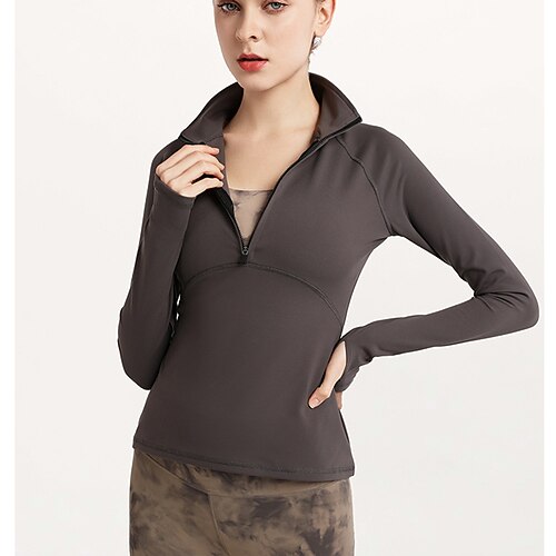 

Women's Turtleneck Sweatshirt Yoga Top Zipper Solid Color Black Green Spandex Yoga Fitness Gym Workout Top Long Sleeve Sport Activewear Breathable Quick Dry Lightweight Stretchy Slim