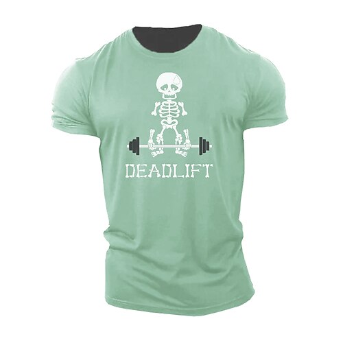 

Men's Unisex T shirt Tee Skull Graphic Prints Crew Neck Army Green Outdoor Street Short Sleeve Print Clothing Apparel Sports Designer Casual Big and Tall / Summer / Summer