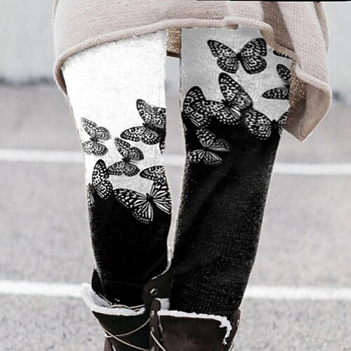 

Women's Plus Size Pants Trousers Leggings Print Casual Daily Going out Natural Full Length Winter Fall Black Blue Pink L XL XXL 3XL