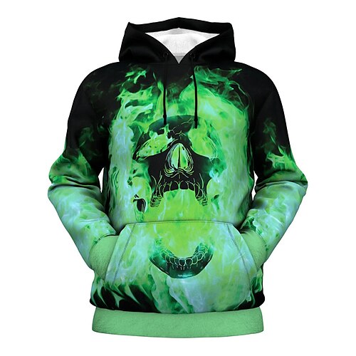 

Men's Unisex Pullover Hoodie Sweatshirt Hooded Skull Graphic Prints Print Daily Sports 3D Print Streetwear Designer Casual Clothing Apparel Hoodies Sweatshirts Long Sleeve Green