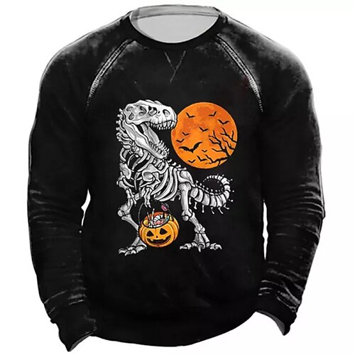 

Men's Unisex Sweatshirt Pullover Black Crew Neck Moon Dinosaur Graphic Prints Patchwork Print Halloween Daily Sports 3D Print Streetwear Designer Casual Spring & Fall Clothing Apparel Hoodies