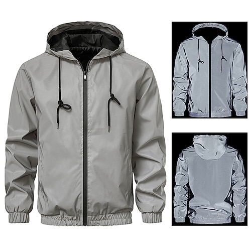 

Men's Winter Jacket Winter Coat Casual Jacket Rain Jacket Windbreaker Daily Zipper Hoodie Casual Daily Jacket Outerwear Solid Color Quick Dry Light gray