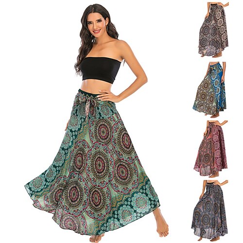 

Women's Yoga Skirt Yoga Fitness Gym Workout Bottoms Graphic Green Purple Khaki Sports Activewear Loose / Casual / Athleisure