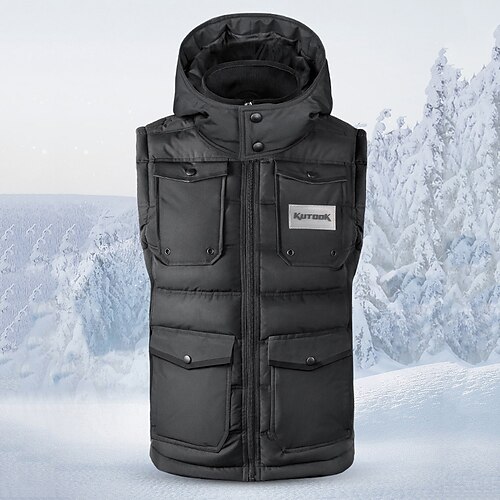 

Men's Fishing Vest Hiking Vest Padded Hiking Vest Winter Jacket Top Outdoor Thermal Warm Waterproof Windproof Breathable Winter Polyester Cotton Blend Blue Grey Black Fishing Climbing Camping