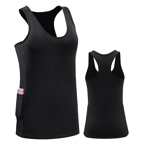 Women's Compression Tank Top With Phone Pocket Racerback Sleeveless Base  Layer Athletic Spandex Breathable Quick Dry Moisture Wicking Gym Workout  Runn
