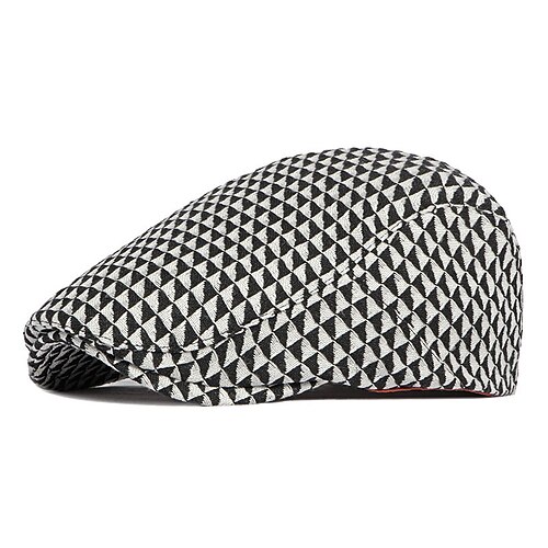 

Fashion Geometric Pattern Newsboy Mens Flat Hat Beret Cap Painter's Hat Outdoor Warm Cap