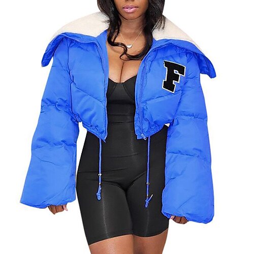 

Women's Winter Jacket Winter Coat Parka Warm Comfortable Daily Wear Vacation Going out Zipper Fur Collar Zipper Turndown Active Chic & Modern Oversized Street Style Letter Regular Fit Outerwear Long