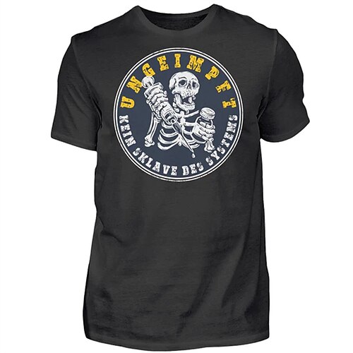 

Men's Unisex T shirt Tee Skull Graphic Prints Crew Neck Black Short Sleeve Hot Stamping Outdoor Street Print Tops Sports Designer Casual Big and Tall / Summer / Summer