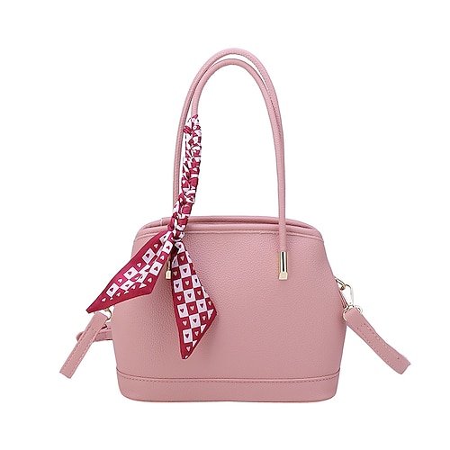 

Women's Top Handle Bag PU Leather Zipper Solid Color Daily Going out Green Black Pink Khaki