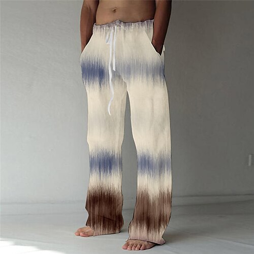 

Men's Trousers Beach Pants Pocket Drawstring Elastic Waist Graphic Prints Comfort Breathable Casual Daily Holiday Streetwear Designer Khaki / Elasticity