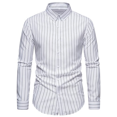 

Men's Dress Shirt Waves Classic Collar White Vacation Work Clothing Apparel Work Formal Casual