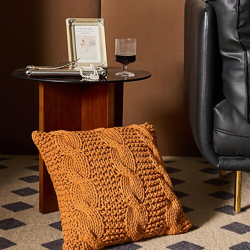 

Needle Pillow Cover High Quality Yarn Handmade Warm Pillowcase Staycation Classic Twist High Gram Weight for Living Room Bedroom Sofa Cushion Couch
