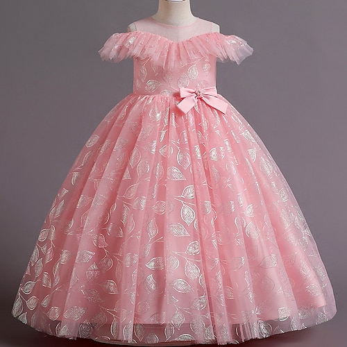 

Kids Little Girls' Dress Jacquard A Line Dress Party Pegeant Blue Pink Red Short Sleeve Cute Princess Dresses Spring Summer 3-12 Years