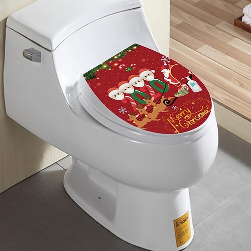 

Christmas Toilet Stickers Christmas Bathroom Decor Refrigerator Stickers Window Toilet Refrigerator Christmas Decoration Wall Stickers
