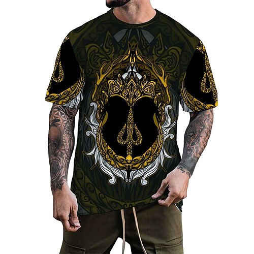 

Men's Unisex T shirt Tee Tribal Graphic Prints Crew Neck Black 3D Print Outdoor Street Short Sleeve Print Clothing Apparel Sports Designer Casual Big and Tall / Summer / Summer