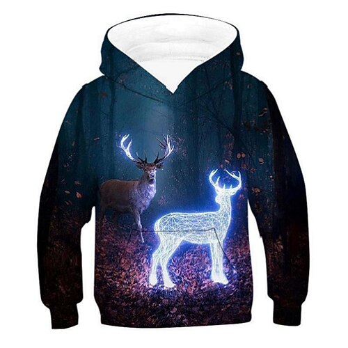 

Kids Boys Hoodie Graphic Outdoor 3D Print Long Sleeve Pocket Fashion 3-12 Years Winter Navy Blue
