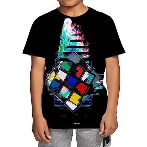 

Kids Boys T shirt Tee Short Sleeve 3D Print Graphic Crewneck Black Children Tops Fall Winter Cool Outdoor Daily Regular Fit 4-12 Years