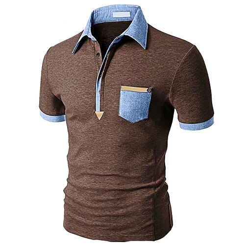 

Men's Collar Polo Shirt Golf Shirt Color Block Turndown Coffee Street Daily Short Sleeve Button-Down Clothing Apparel Fashion Designer Casual Big and Tall / Sports