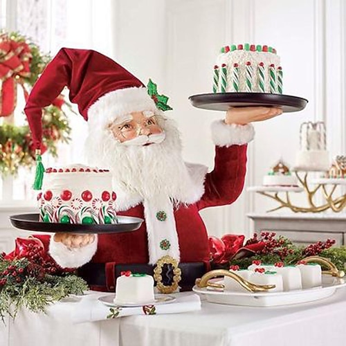 

Christmas Ornament Decorations Old Man Tray Snowman Snack Holder Resin Craft Ornament Home Party Decorative