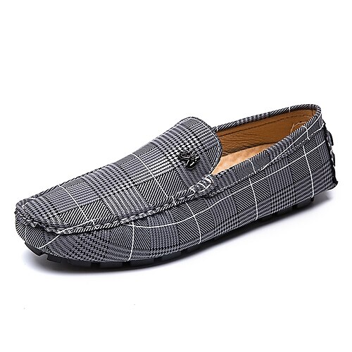 

Men's Loafers & Slip-Ons Moccasin Comfort Shoes Driving Loafers Casual Classic British Daily Office & Career PU Red Gray Striped Fall Spring