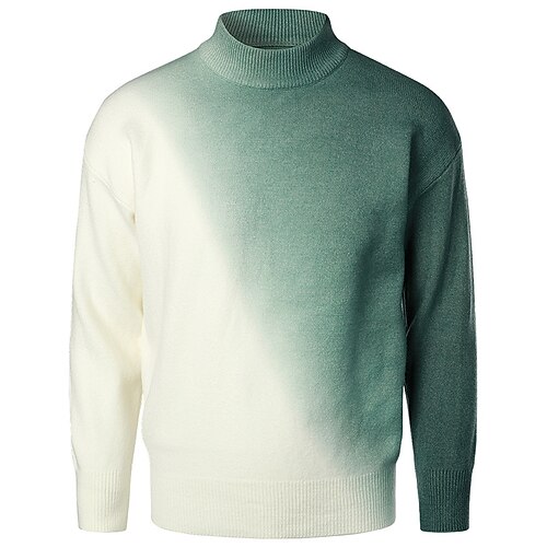 

Men's Sweater Pullover Sweater jumper Jumper Crochet Knit Cropped Knitted Color Gradient Stand Collar Stylish Casual Daily Going out Spring Fall Green Blue M L XL / Winter / Long Sleeve / Winter