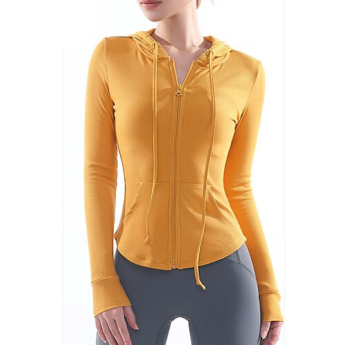 

Women's Yoga Top Patchwork Zipper Solid Color White Black Cotton Yoga Fitness Gym Workout Hoodie Top Long Sleeve Sport Activewear Breathable Moisture Wicking Comfortable Micro-elastic Slim