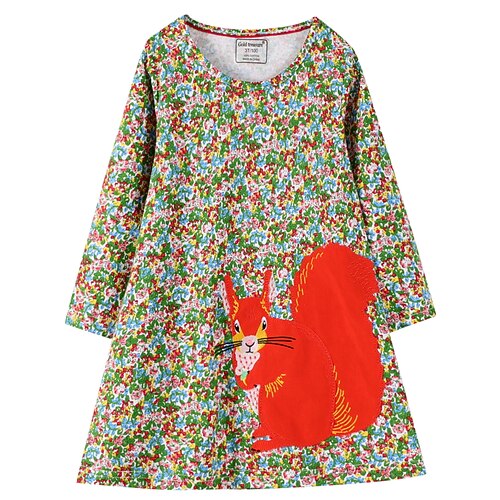 

Kids Little Girls' Dress Cartoon A Line Dress Daily Vacation Green Long Sleeve Princess Beautiful Dresses Fall Winter 3-10 Years