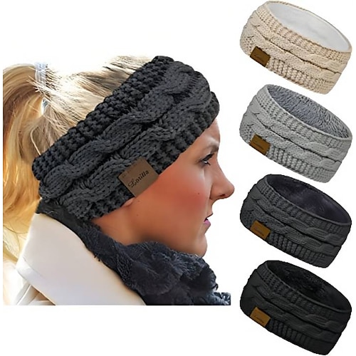 

1PC Women's Girls' Headbands Womens Winter Headbands Fuzzy Fleece Lined Ear Warmer Cable Knit Thick Warm Crochet Headband Gifts