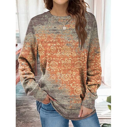 

Women's Sweatshirt Pullover Graphic Print Daily Sports 3D Print Active Streetwear Clothing Apparel Hoodies Sweatshirts Orange